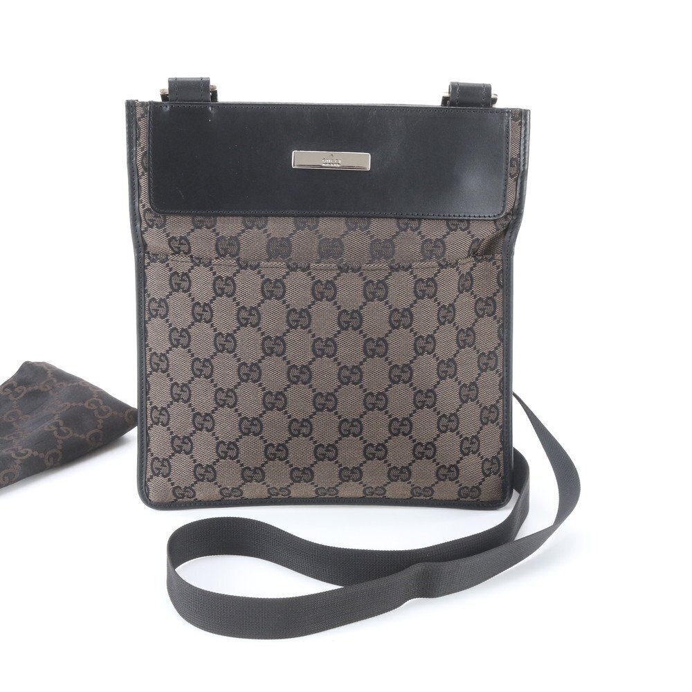 Gucci GG Canvas Leather Shoulder Bag Crossbody Messenger WIM